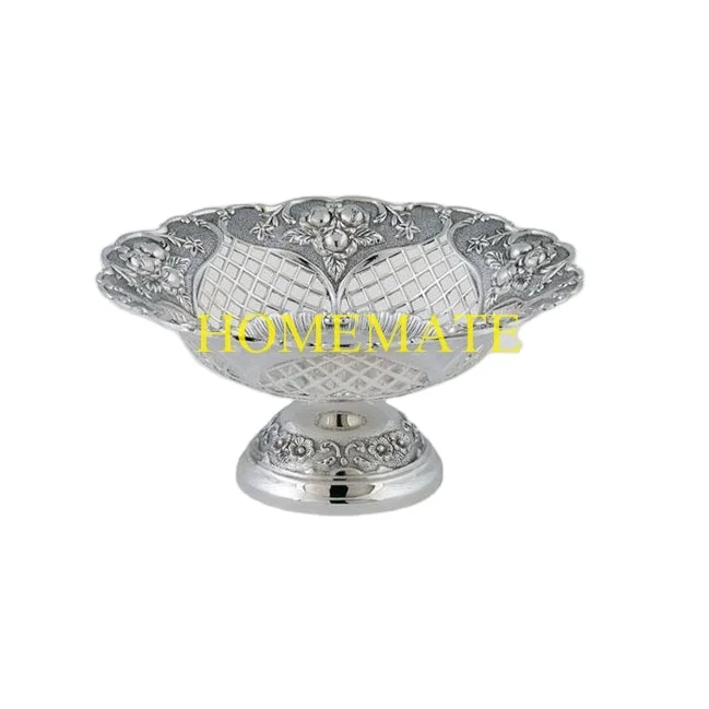 China manufacturer food grade metal crafts zinc alloy fruit plate tableware decoration wedding cake dish salad dish