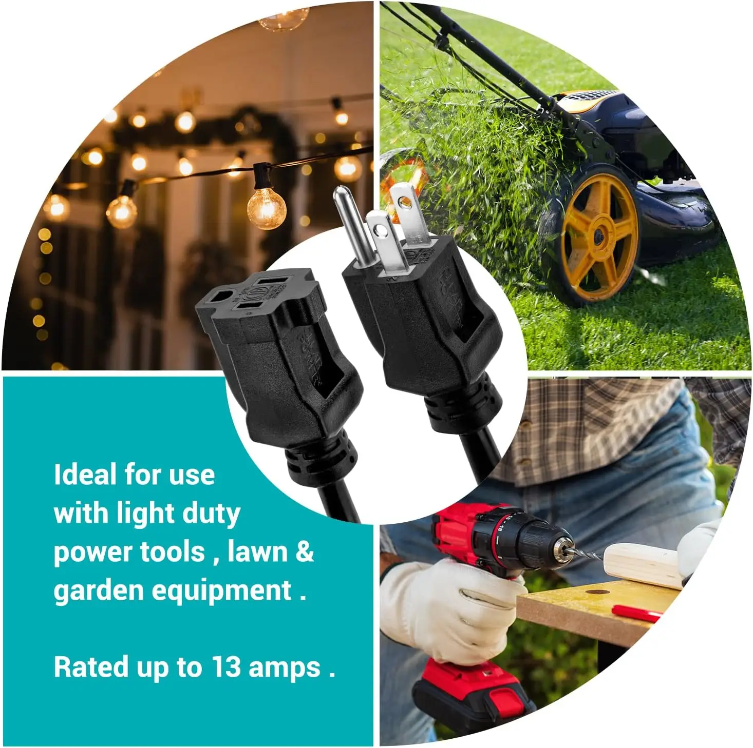 PVC Rubber Electric Extension Cord Socket Outdoor Garden Copper Cable Plug Tree Landscape Lighting Power Cords Extension Cords