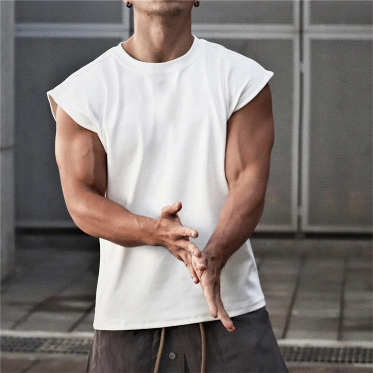 Fashion running workout gym vest men muscle fit gym wear cotton plain tank tops with logo