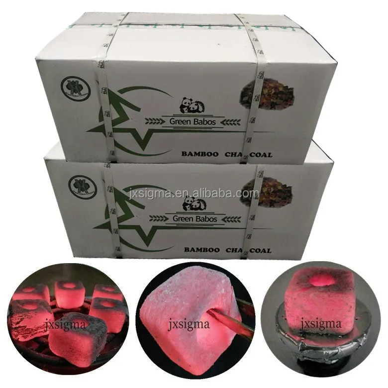 White ash bulk sawdust briquette cut cube green babos bamboo 10 kg 12kg bulk quick light coal for shisha with hole