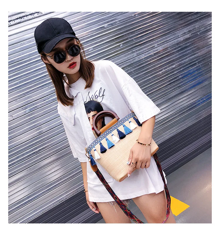 Support custom fashionable rattan bali straw bags women handbags