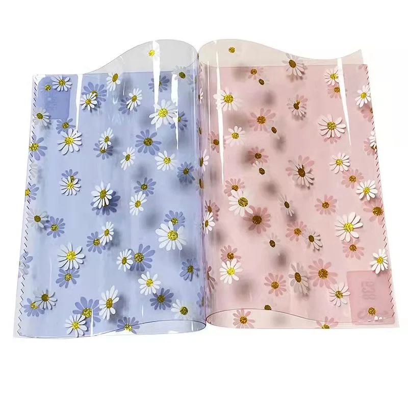 0.8mm Small Daisy Pattern Super Bright Colored Clear PVC Vinyl for Making Photo Album