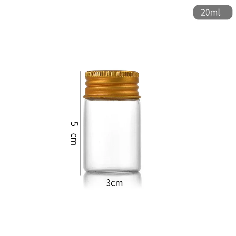 Test Tube Round Flat Bottom Medical Clear Glass with Aluminum Screw Lid and Stopper 20ml 30ml 50ml 80ml 100ml Cosmetic Packing