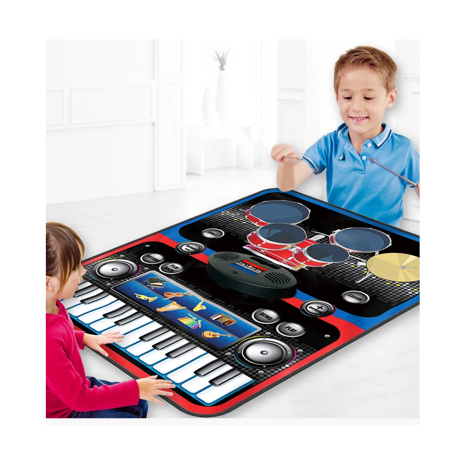 
Drum and Piano Playmat Kick N play musical carpet Touch SENSITIVE KIDS MATS 