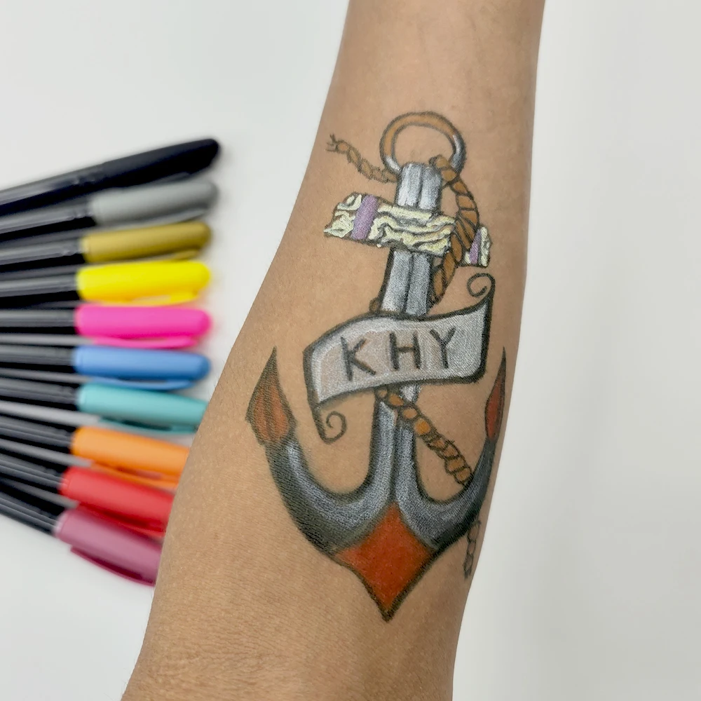 KHY Custom 10 Colors Non Toxic Temporary Tattoo Marker Pen Set