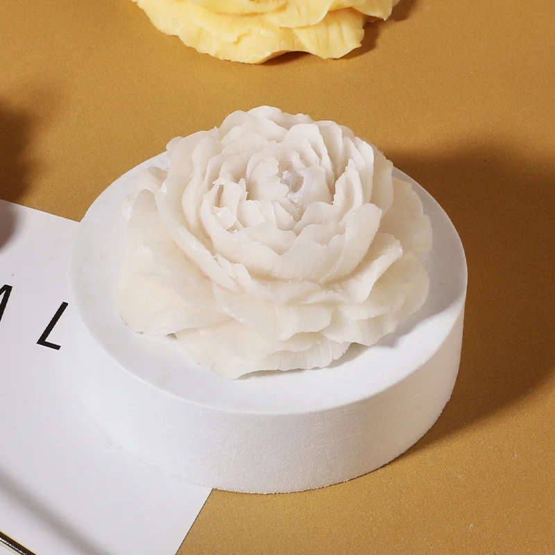 wholesale custom Gift Decoration Large Peony Soap Candle epoxy resin injection molding Mould  Silicone Mold for candle making