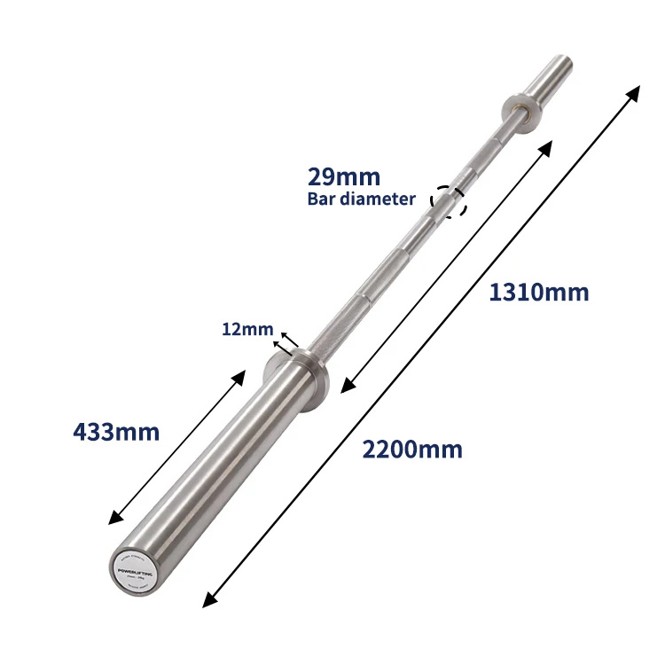 Rouser Barbell Professional Stainless PowerLifting Barbells 29mm Stainless Steel Straight Barbell Bar