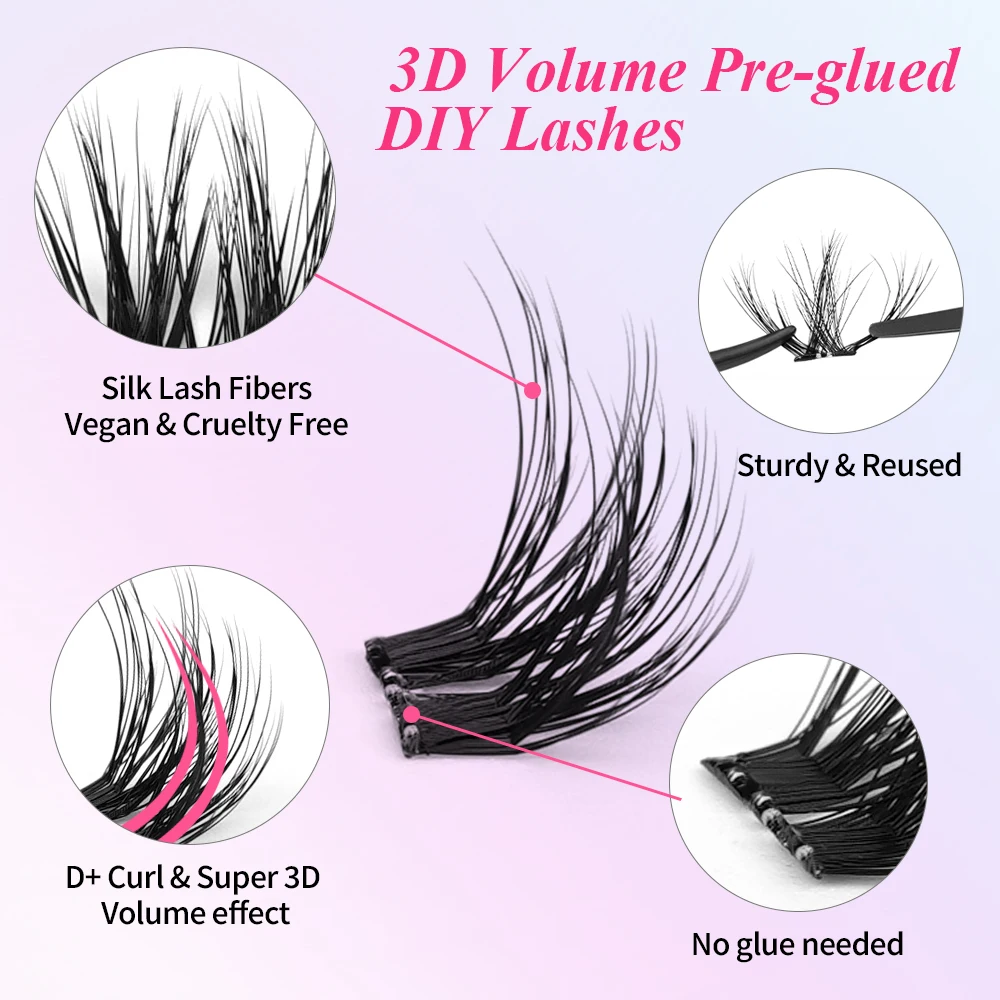 Glue-free Single Promade Lash Extension Thin Base Cluster False Eyelash with Packaging with Logo