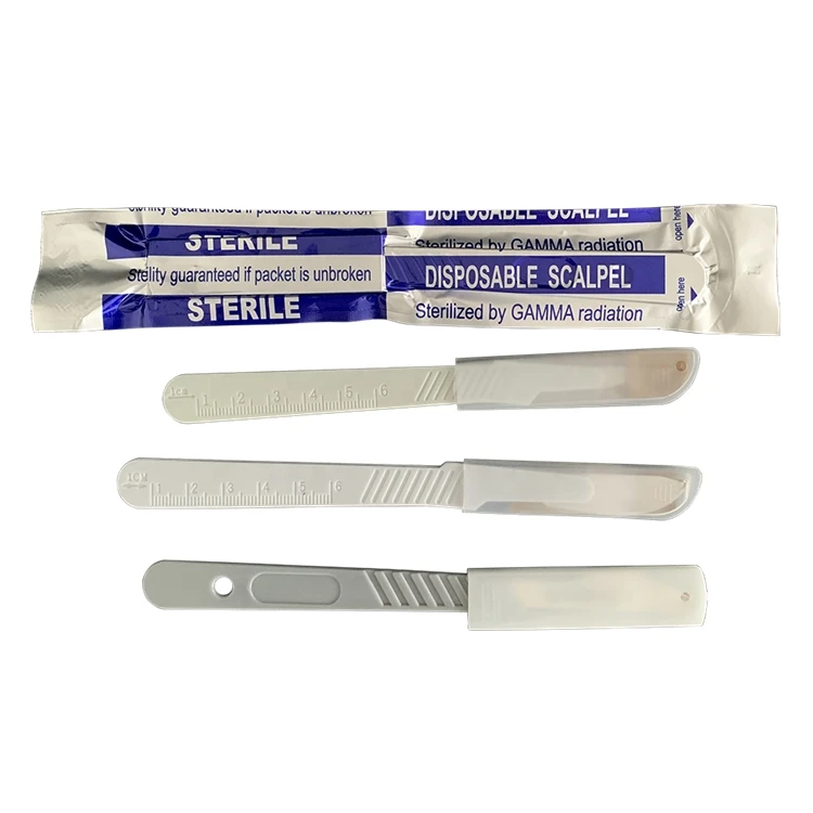 Different Size Disposable High Quality Sterile Scalpel Blade Handle Round Shape Scalpels with Carbon Stainless Steel