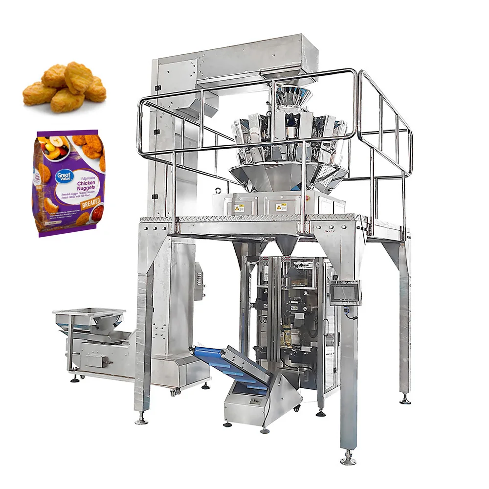 Automatic vffs weighing frozen chicken nuggets packaging machine