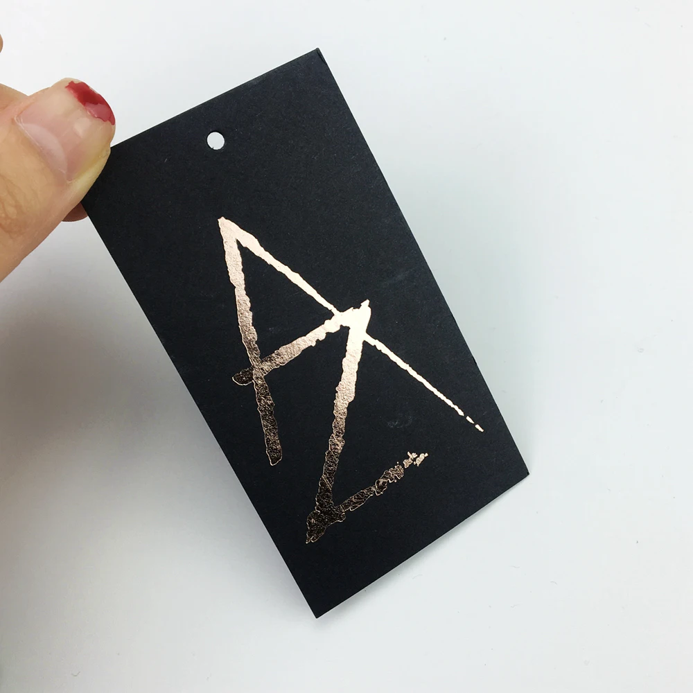 custom logo name uv printing garment black cardboard hang tags, hangtag for clothing
