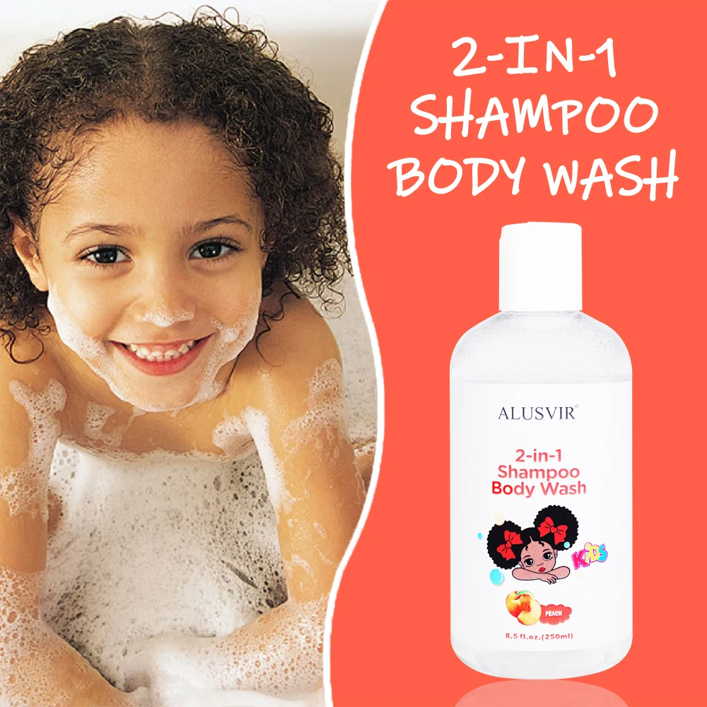 Kids Hair Care Kit Natural Fruit Perfumed Hair Oil Shampoo And Wash 2 In 1 Leave In Conditioner Edge Control Set Private Label