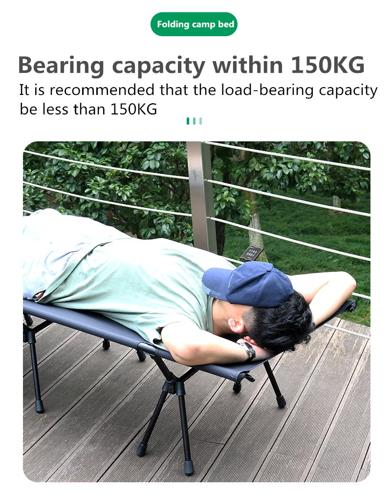 Lightweight Outdoor Aluminum 7075 Portable Folding Bed Heavy Duty Travel Camping Bed