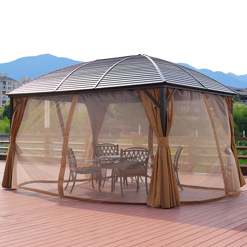 
Outdoor Leisure Patio Garden Iron Gazebo Pavilion with Mosquito Net 