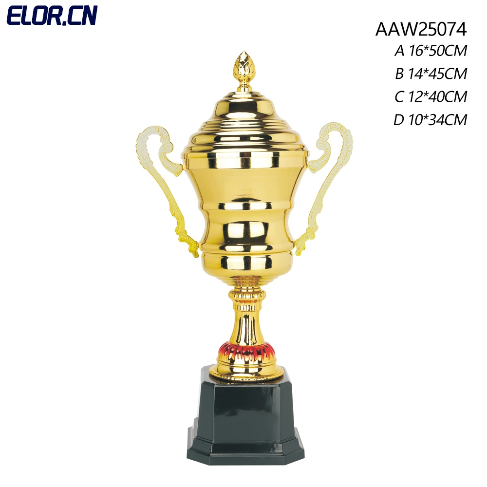 ELOR China Factory Custom Big Golden Ball Trophy Award Lower Price With Picture For Basketball And Football