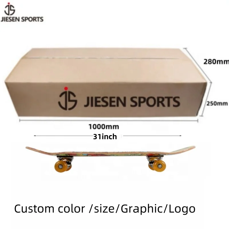 JIESEN Wholesale OEM 31*8 Inch Skateboard China Wood Maple Deck Factory Customized Skateboard  8 8.0 8.25 8.5 Wooden skateboard