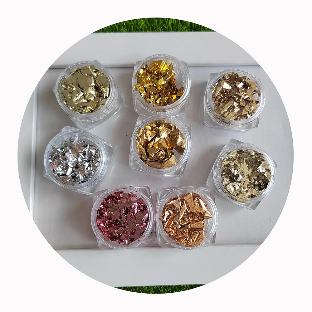 100 Box Foil Flakes Gold Silver Copper Metallic Color Paper Sequins Glitters Confetti for Nail Art Slime Fillers Craft Making