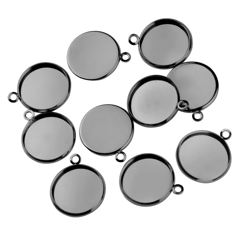 Chanfar 100PCS/Bag 10 12 14 16 18 20 25mm Blank Cabochon Base Pendant Bezel Tray for Jewelry Accessories