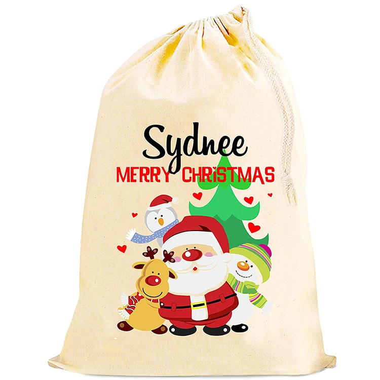 2021 большие мешки с кулиской Санта-Клауса рождественские сумки сублимационный холст хлопковый Рождественский