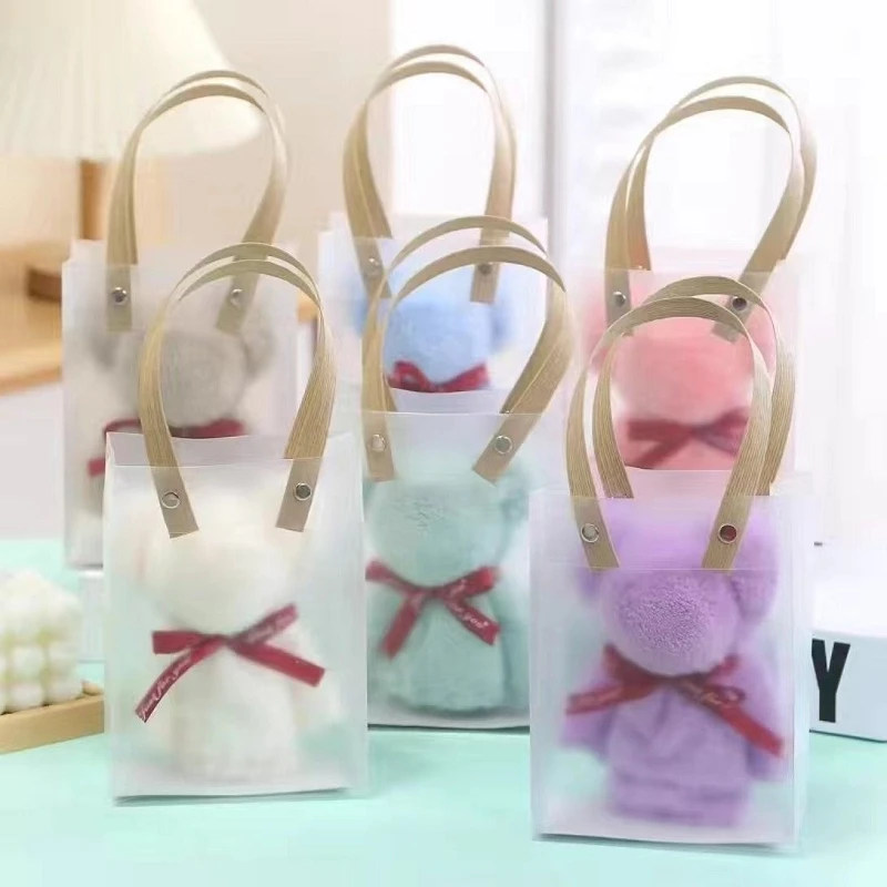 Coral velvet bear towel with hand gift box wedding shop activity opening gift towel printing logo wholesale