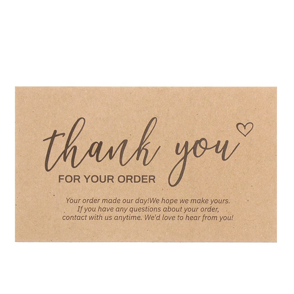 Hot Sales Custom printing kraft paper embossed thank you card for small business