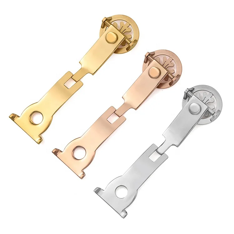 Factory stock cheap 16 18 20 mm all shiny butterfly deployment watch band clasp buckle stainless steel for Patek Philippe