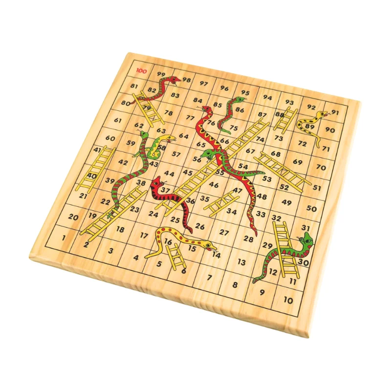 Custom design ludo snakes and ladders wooden board game classic wooden game for children and family