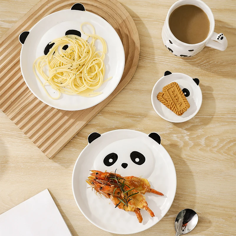 Lovely Panda Plate Ceramic Tableware Dinner Dish Dinnerware Set for Child