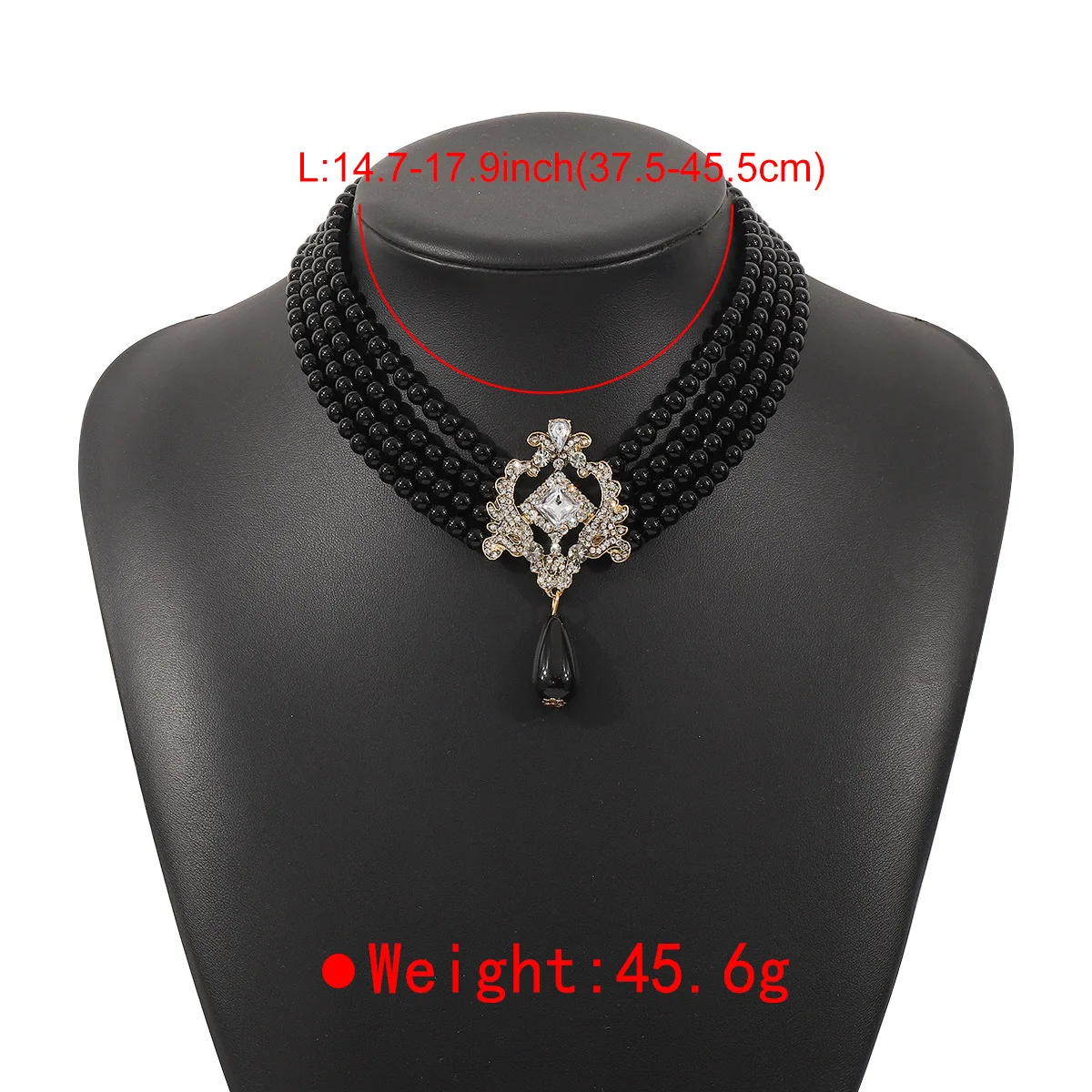 ODM Vintage Baroque Pearl Necklace French luxury Court Style Black Beaded Necklace Party choker Jewelry