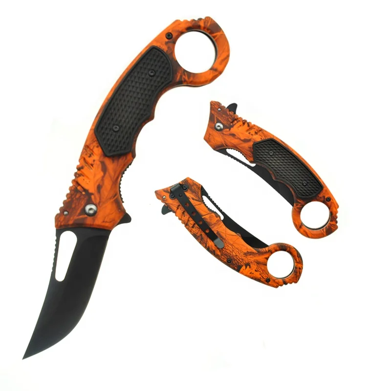 
High quality custom folding switch blade small survival comping pocket knife with hook 
