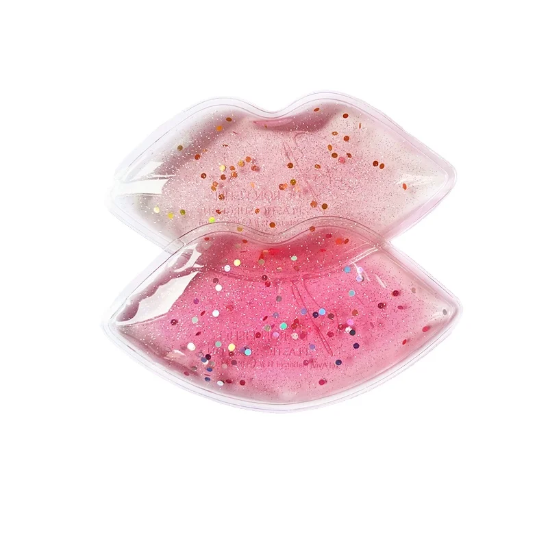 Glitter powder gel ice pack,promotional gift lip shape ice pack
