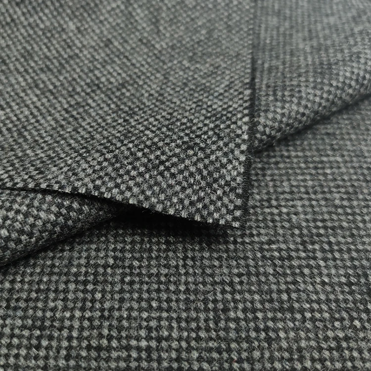 Stock Wool Tweed homespun Fabric 50%wool dot twill style gray color for clothing accessory