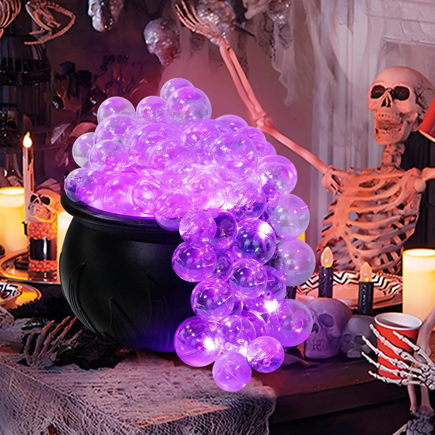 Halloween Decorations Indoor DIY Bubbling Cauldron Set Black Plastic Bowl Party Decoration for Home Kitchen Room Party Table