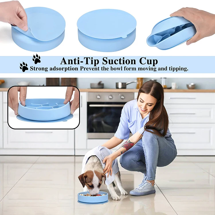 Pet Slow Food Bowl Suction Cup Honeycomb Slow Food Dog Bowl Food Plate Dog Anti-choking Single Bowl Non-slip Silicone Rounded