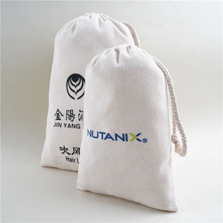 
Wholesale Custom logo printed small 100% organic cotton muslin drawstring gift jewelry bag for sale 