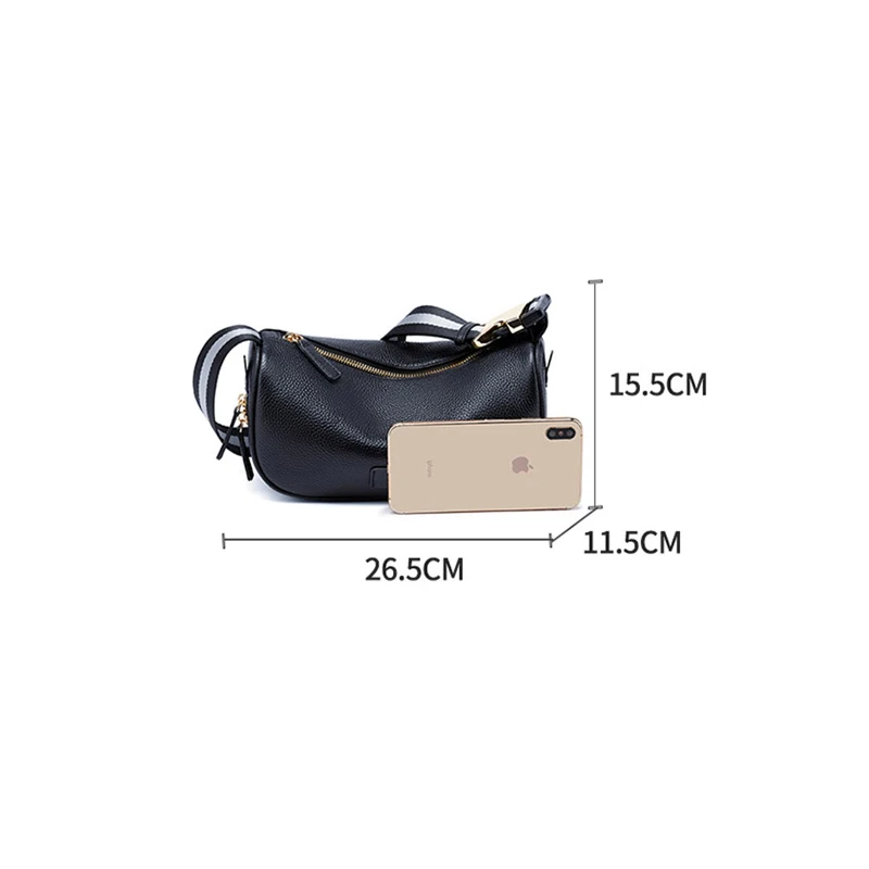 Top grain cow leather side bag ladies hand bags women shoulder crossbody purse wide straps fashion sling bags for women