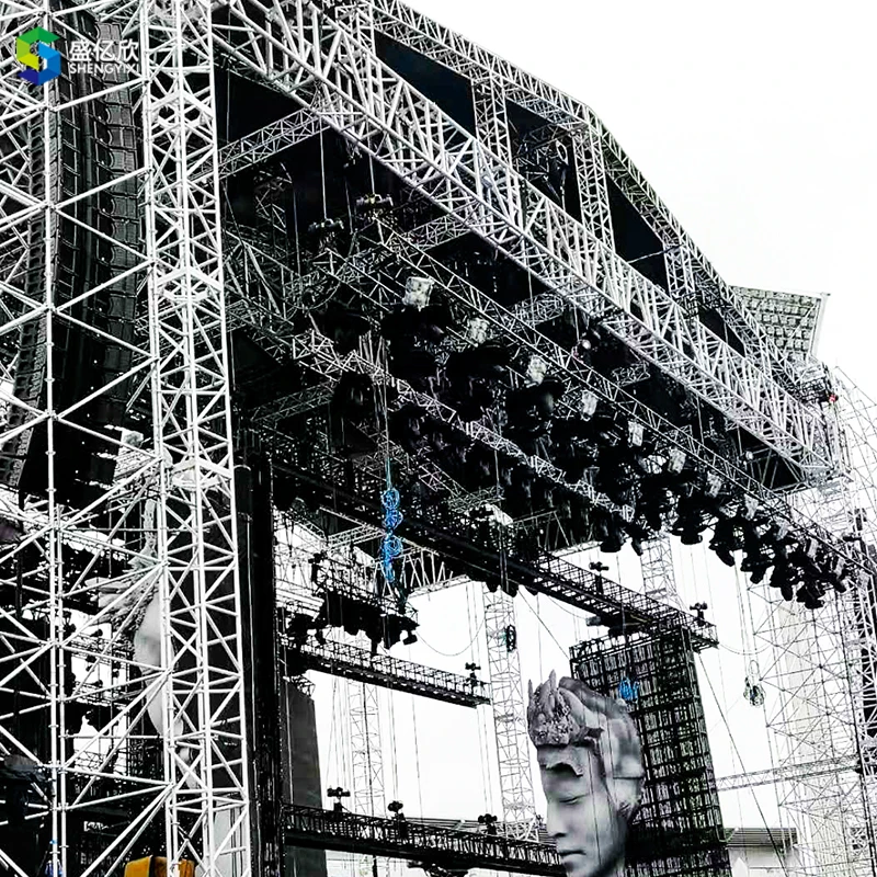 Professional Large Scale Outdoor Event Aluminum Scaffold 300x300mm Curved Truss System Heavy Duty Concert Stage Roof Truss