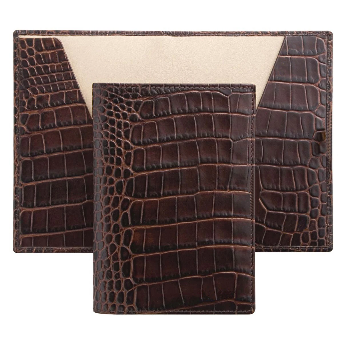 Custom Logo Embossed PU Leather Travel Passport Cover Vintage Style Crocodile Pattern Fashion Passport Case Waterproof Feature