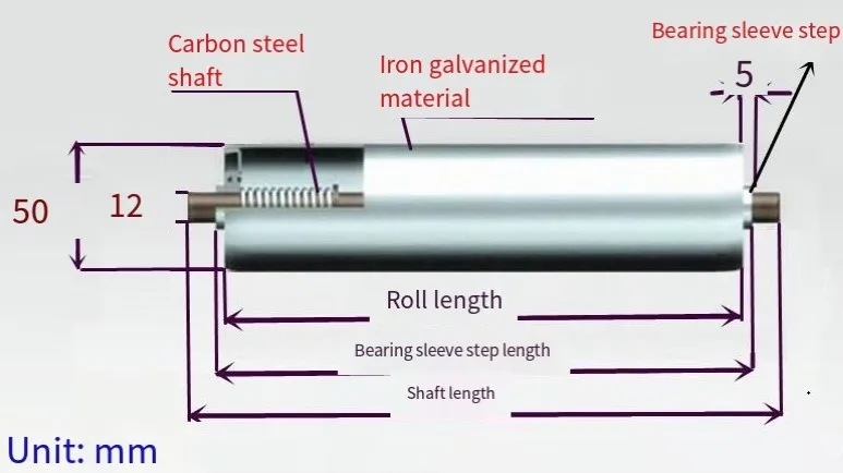 Diameter 50 Non-Powered Stainless Steel Conveyor Belt Roller Assembly Line Lightweight Roller Lightweight