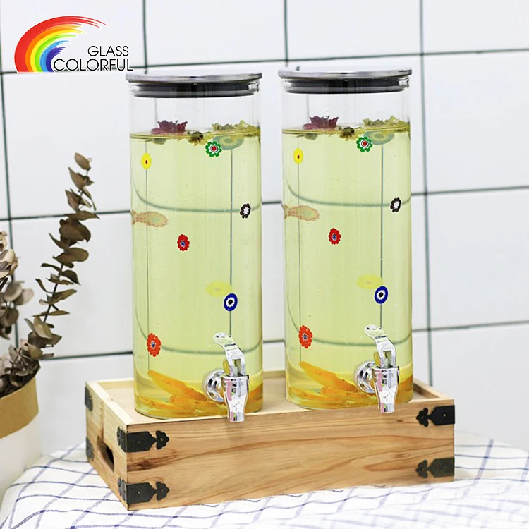 High borosilicate glass drink beverage dispenser for juice water drinking food safe
