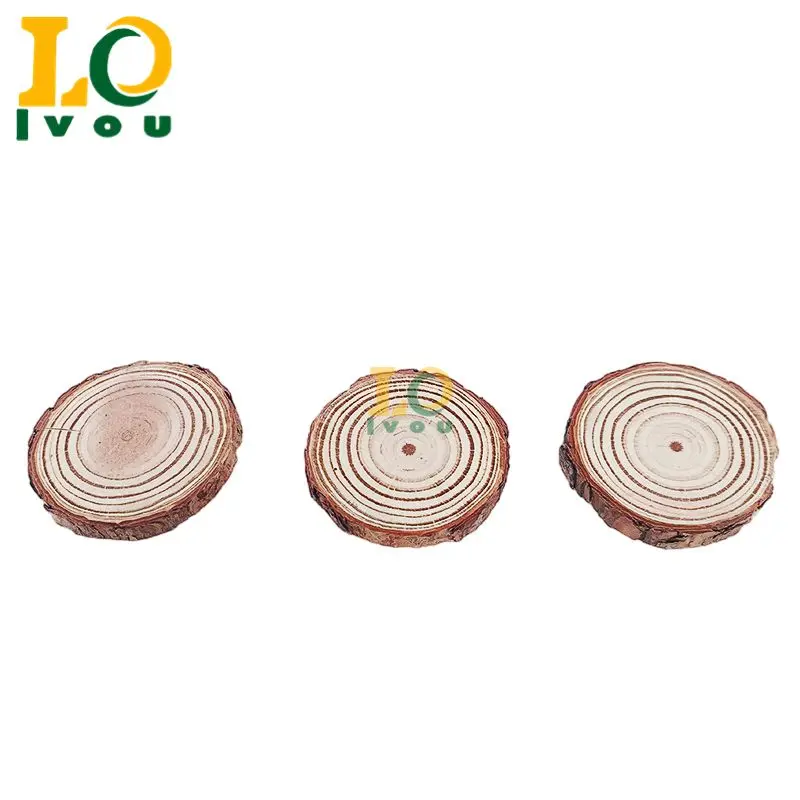 Custom Size Unfinished Wood Kit Round Circle Blank Wooden Slices with Hole for Crafts Diy Christmas Ornaments Wedding Home Decor