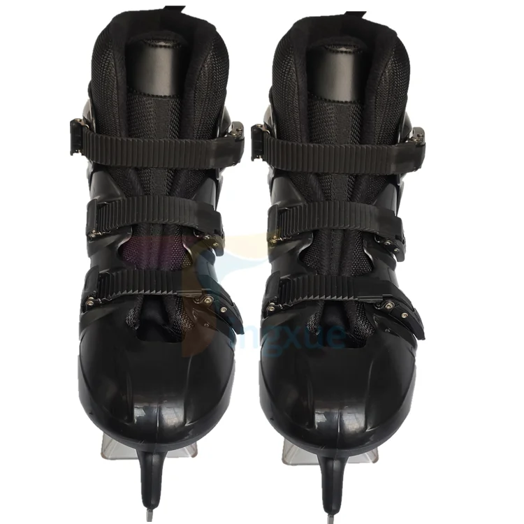 Factory price black rental figure hockey ice skates shoes for kids and adults for  ice rink