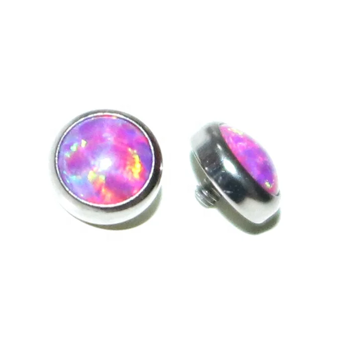 ASTM F136 Titanium Internally Threaded Opal Dermal Anchor Top Microdermal Body Jewelry