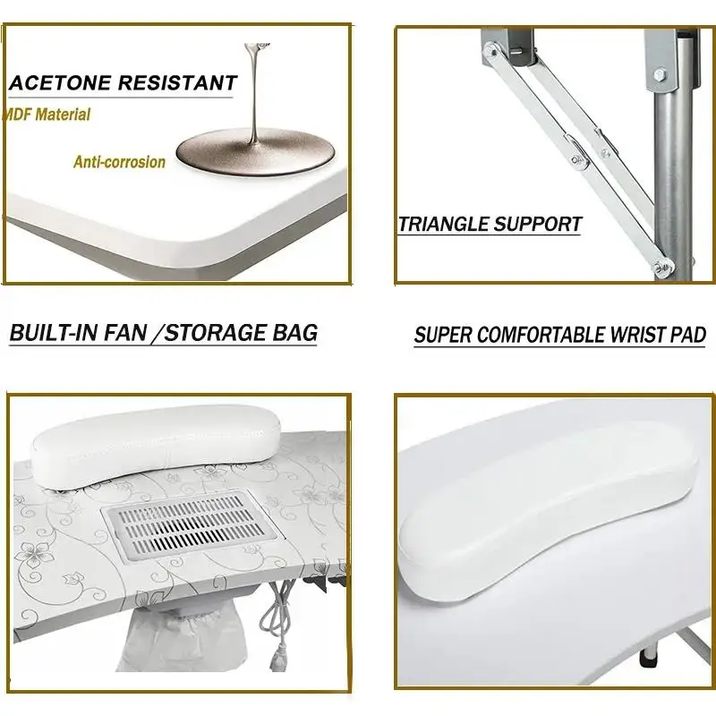 Rolling Manicure Table 4in1 Makeup Train Case Foldable Nail Desk Cosmetology Case on Wheels Table+ 4in1 Case