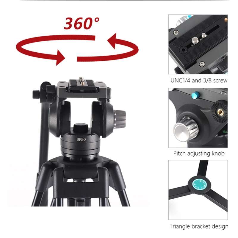 GL203+DP50 Aluminum Alloy projector tripods camera supplier professional flexible vlogging dslr video tripod