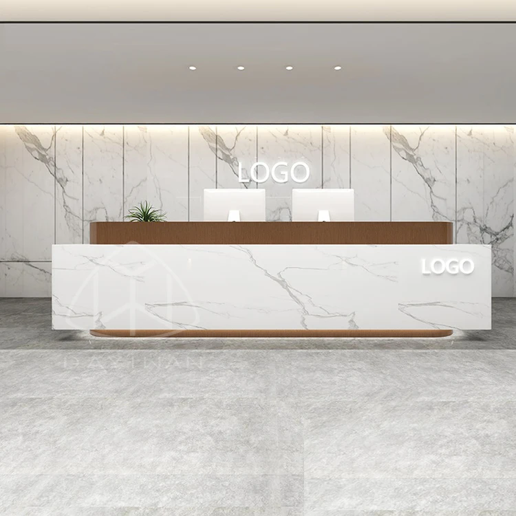 OEM factory specializing in the production of office furniture white  marble reception desk