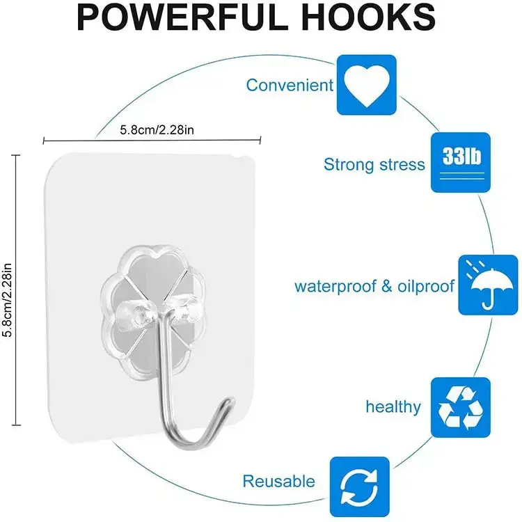 Strong Transparent Suction Cup Sucker Hanger Self Adhesive Hook Wall Hooks for Kitchen Bathroom