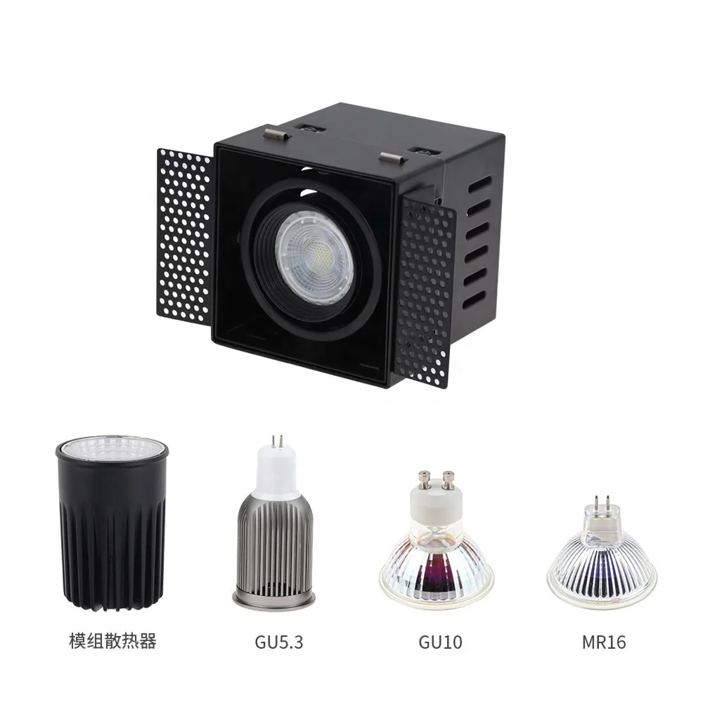 Die casting recessed led spotlight double head dimmable grille ceiling light 2x7w 2x10w GU10 Bulb Replaceable Square Downlights