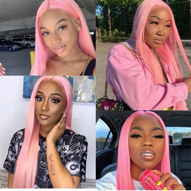 Pink Orange Yellow Virgin Hair Colorful Straight Wigs Lace Front Human Hair Wig For Women Brazilian hair in China