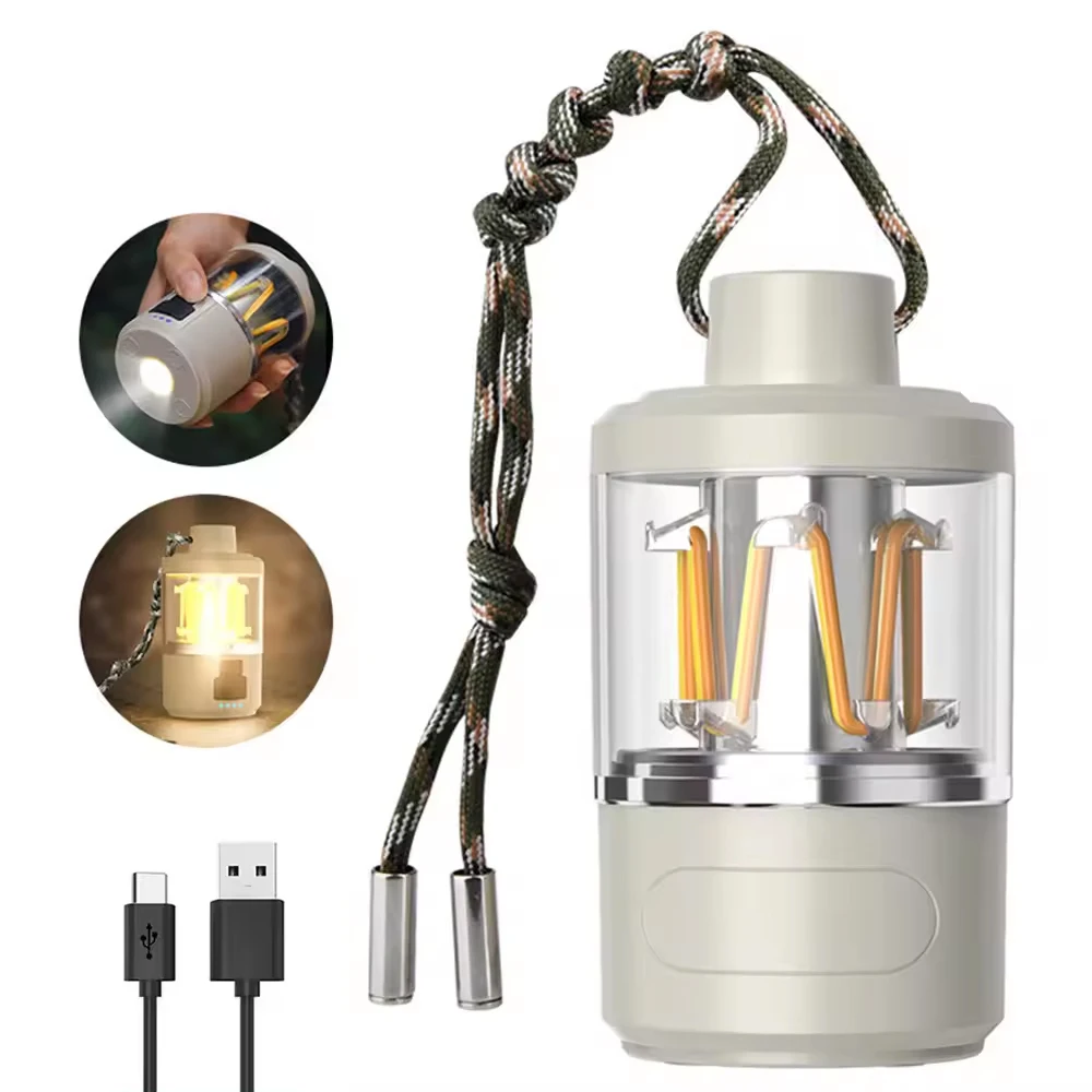 Camping Lantern Rechargeable LED Camping Light with 4 Light Modes Long Press for Stepless Dimming Portable Tent Lantern